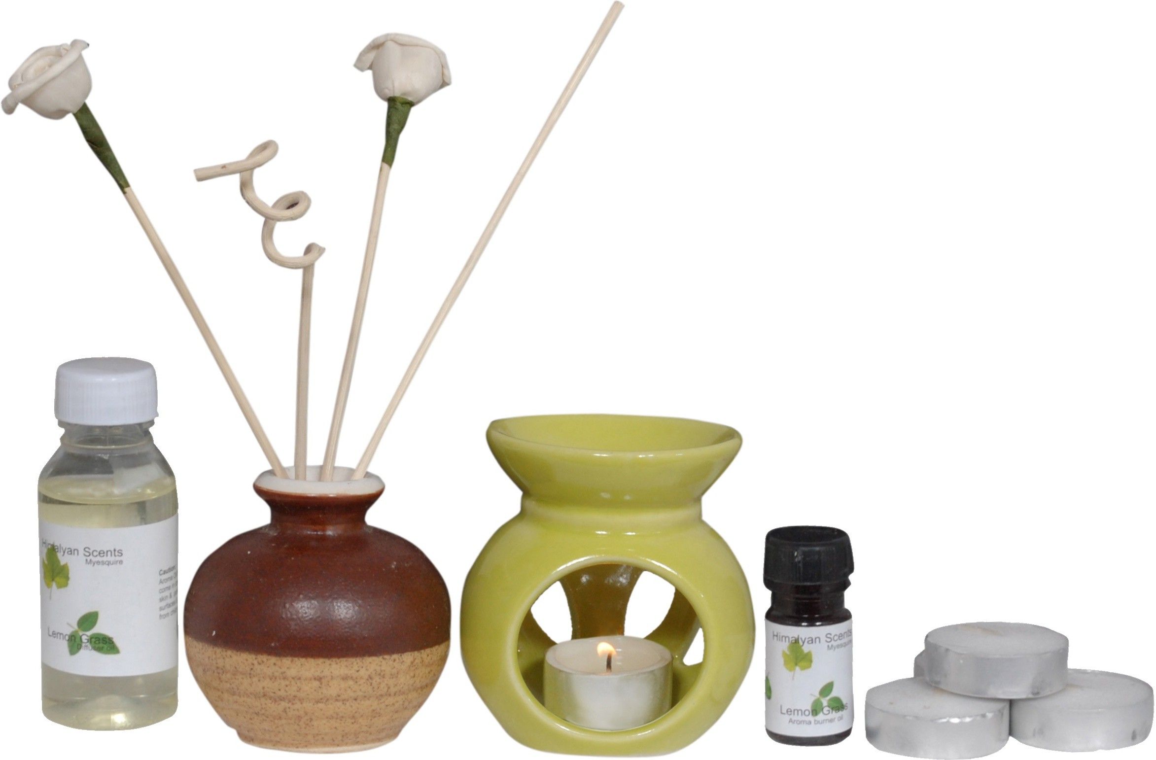 Myesquire Blue Green Aroma Burner Combo Lemongrass Liquid Air Freshener